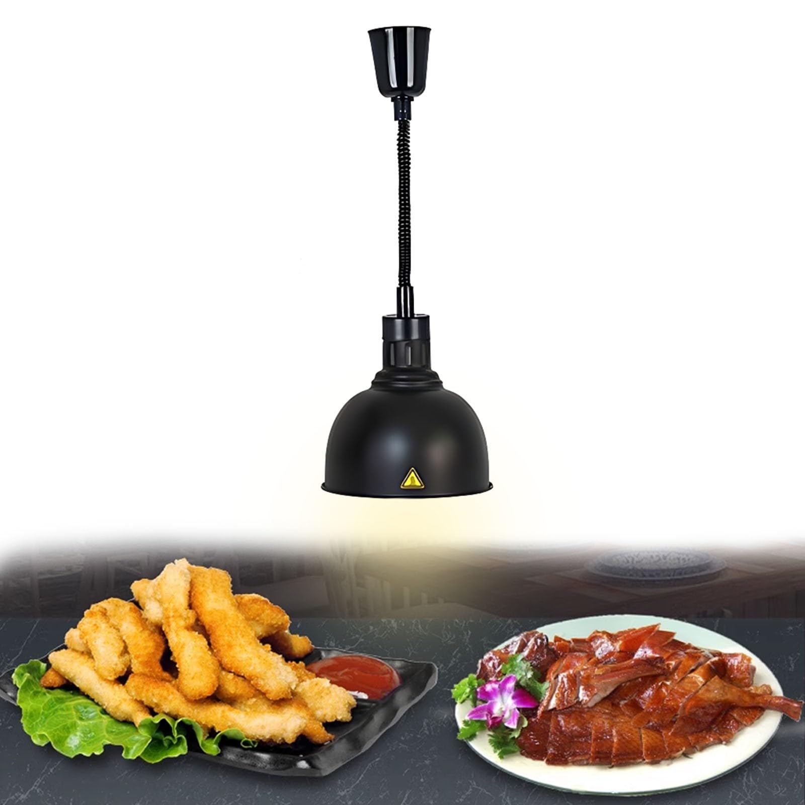 Lampada Riscaldante Cucina, Sospeso Lampade Scaldavivande Cucina, 19cm/25 cm Lampada Riscaldante per Alimenti Regolabile per Cucine, Buffet e Hotel(C-25cm, 1 Pezzo)