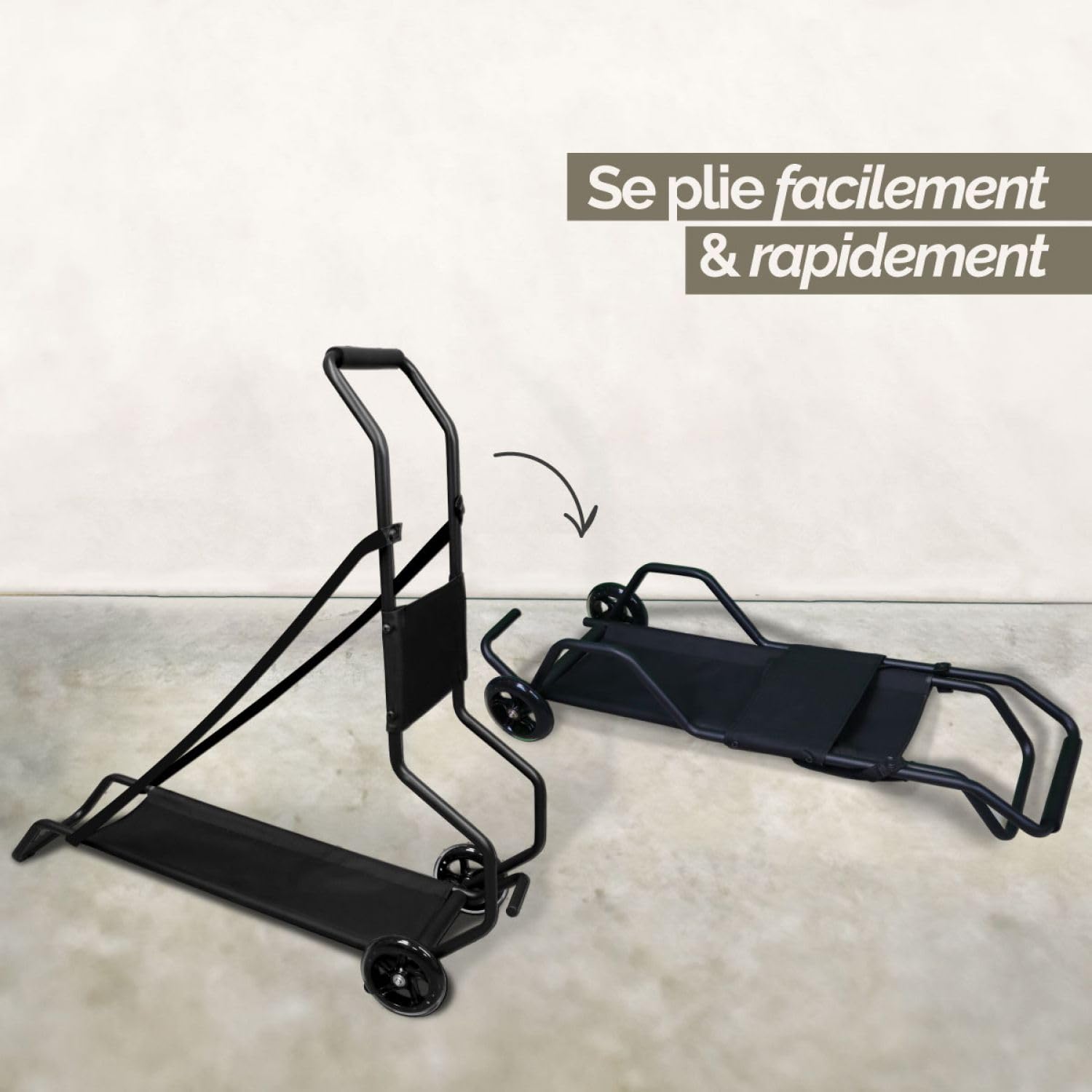 Vivezen - Carro de transporte plegable con ruedas para camilla de masaje - Negro