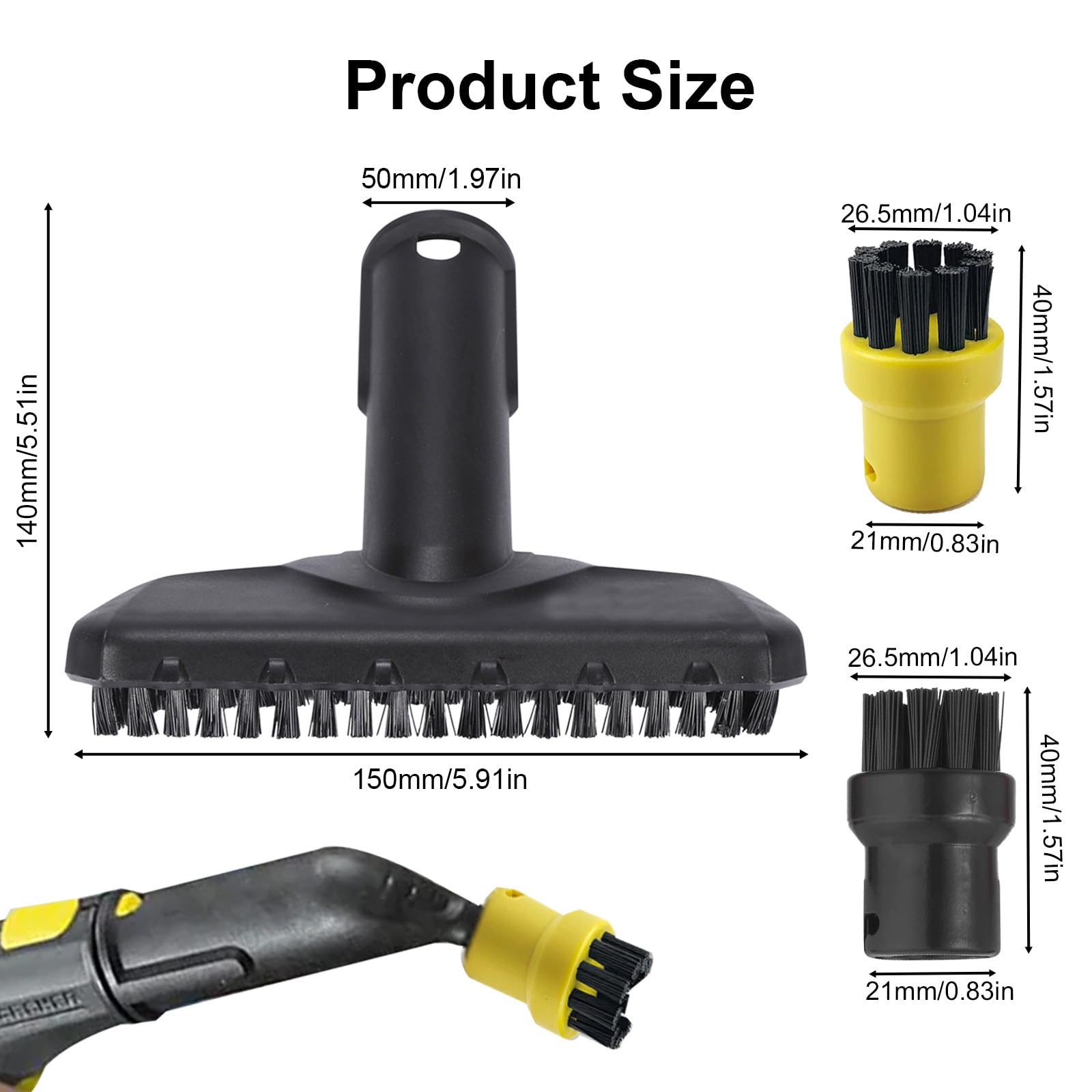 Eagles Paquete de 12 cepillos de repuesto para fregona de vapor, cepillo de limpieza de vapor, pequeños cepillos redondos compatibles con limpiador de vapor de mano Karcher Sc1 Sc2 Sc3 Sc4 Sc5