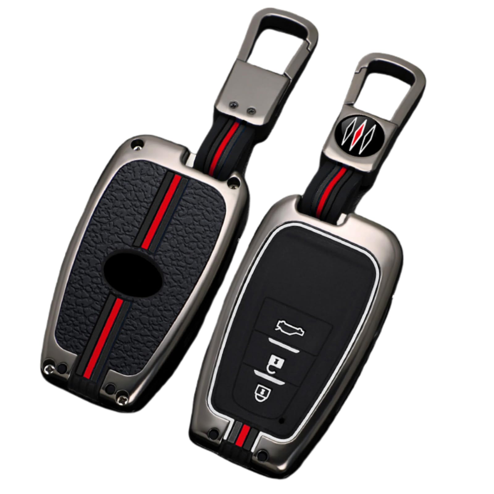Happyit Matt Color Zinc Alloy Car Key Cover Cases For Toyota Camry Rav4 Avalon C-Hr Prius Corolla Gt86 360° Waterproof Protection (, 3 Buttons)