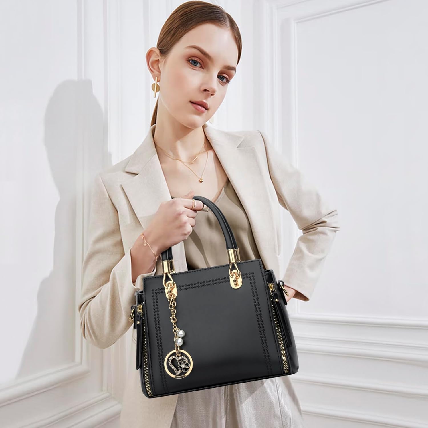 KKXIU Stylish Women Satchel Purses and Handbags Vegan Leather Top Handle Shoulder Crossbody Bag - Image 2