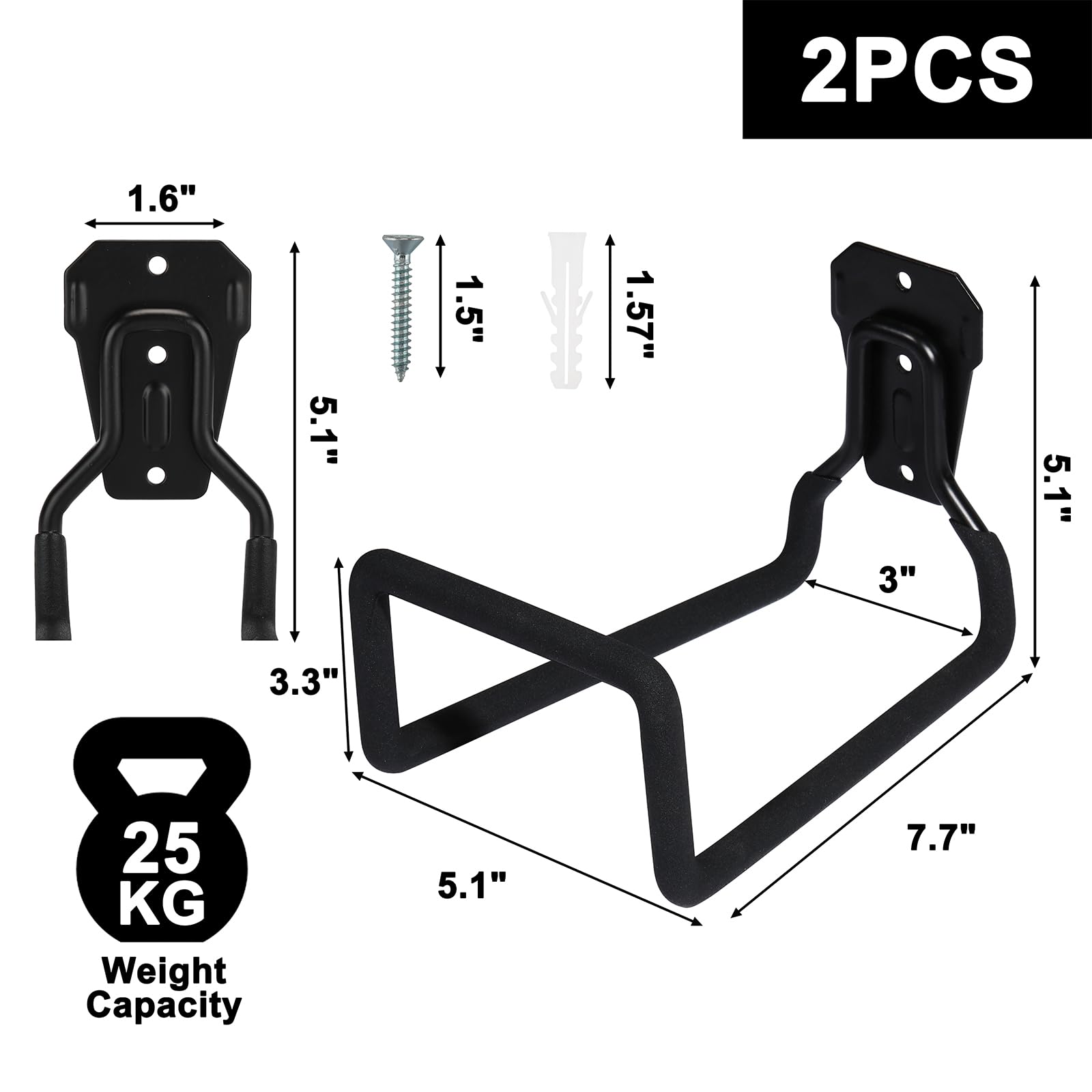 Mayouko 2PCS Garden Hose Holder Wall Mount, Metal Water Hose Hanger Reel Hose - Image 3