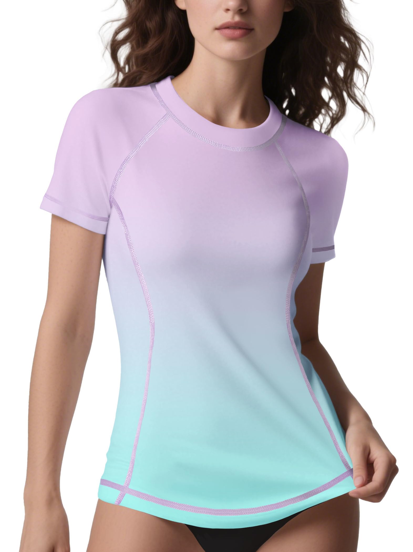 ANGEL CITIZ UV Shirt Damen Kurzarm Schwimmshirt UPF 50+ Rashguard Women Badebekleidung für Damen Surf Badeshirt S-XXL