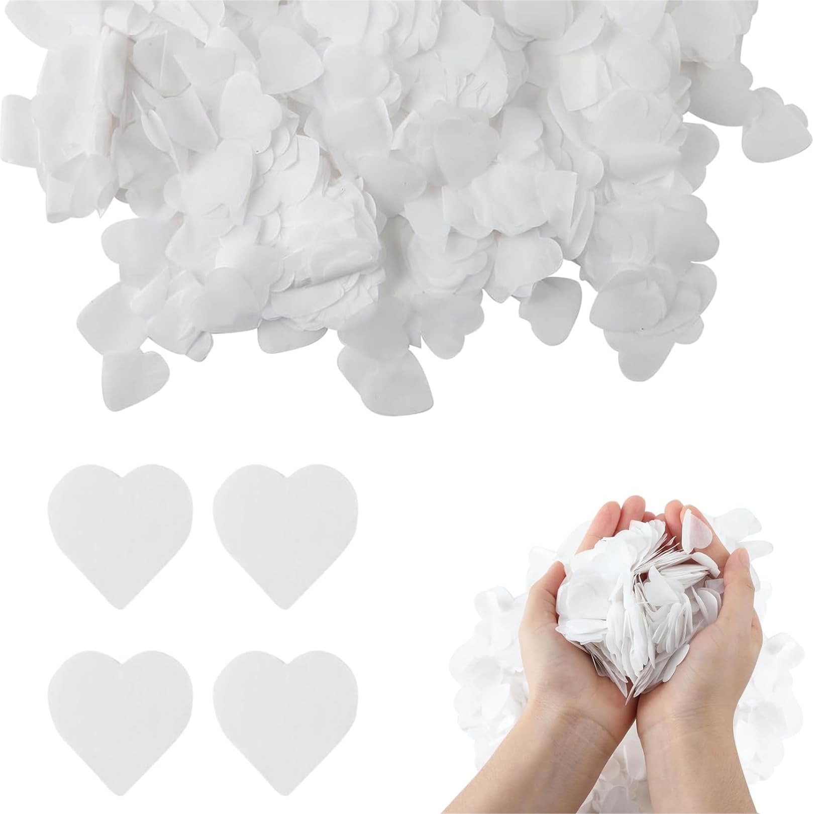 Confeti blanco con corazón de 30 g, confeti de papel biodegradable de papel blanco, versátil en forma de amor, confeti blanco biodegradable para fiestas, bodas, cenas, aniversarios, otras ocasiones