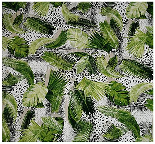  Russo Tessuti Tessuto Cotone Stampato 3D Palma Urban Jungle Maculato Animalier 270x280cm