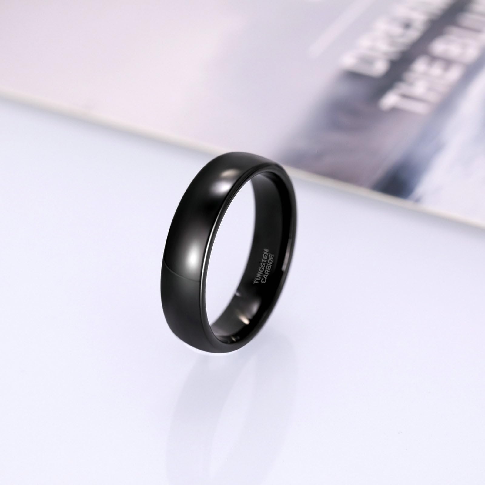 Anello in carburo di tungsteno, unisex, 2 mm, 4 mm, 6 mm, 8 mm, lucidato a specchio, anello di fidanzamento, nero
