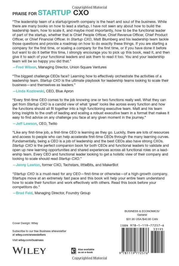 Startup CXO: A Field Guide to Scaling Up Your Company's Critical Functions and Teams (Techstars) image 3