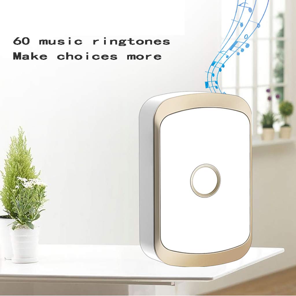 Campanello Wireless autoalimentato, Kit Campanello Senza Fili Impermeabile con Portata Wireless di 490 Piedi, 60 Melodie, Volume a 5 Livelli, 3, 3