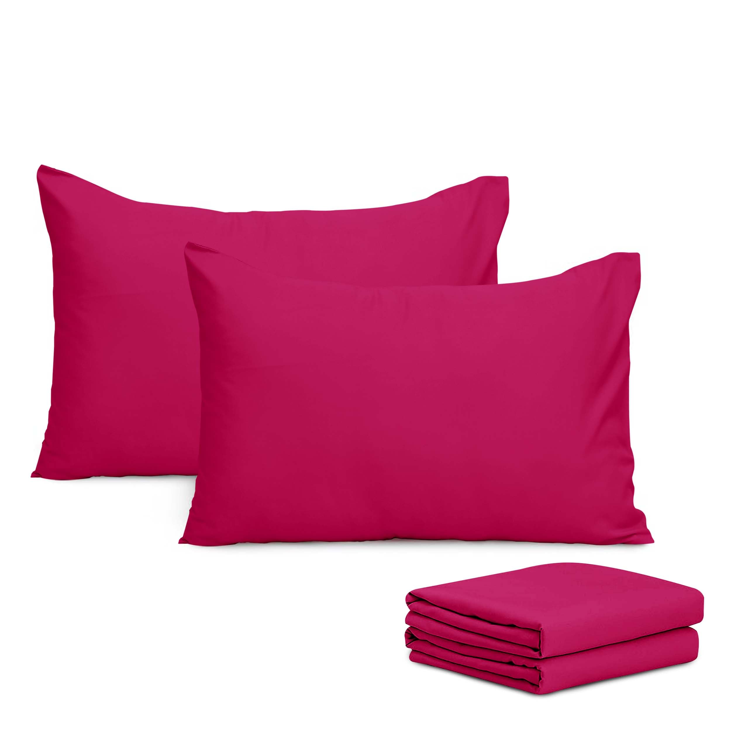 Imperial Rooms Pillow Cases 4 Pack Super Soft Easy Care Fade Resistant Hypoallergenic Brushed Microfibre Pillow Covers (Pink, Pillowcases 4 Pcs)