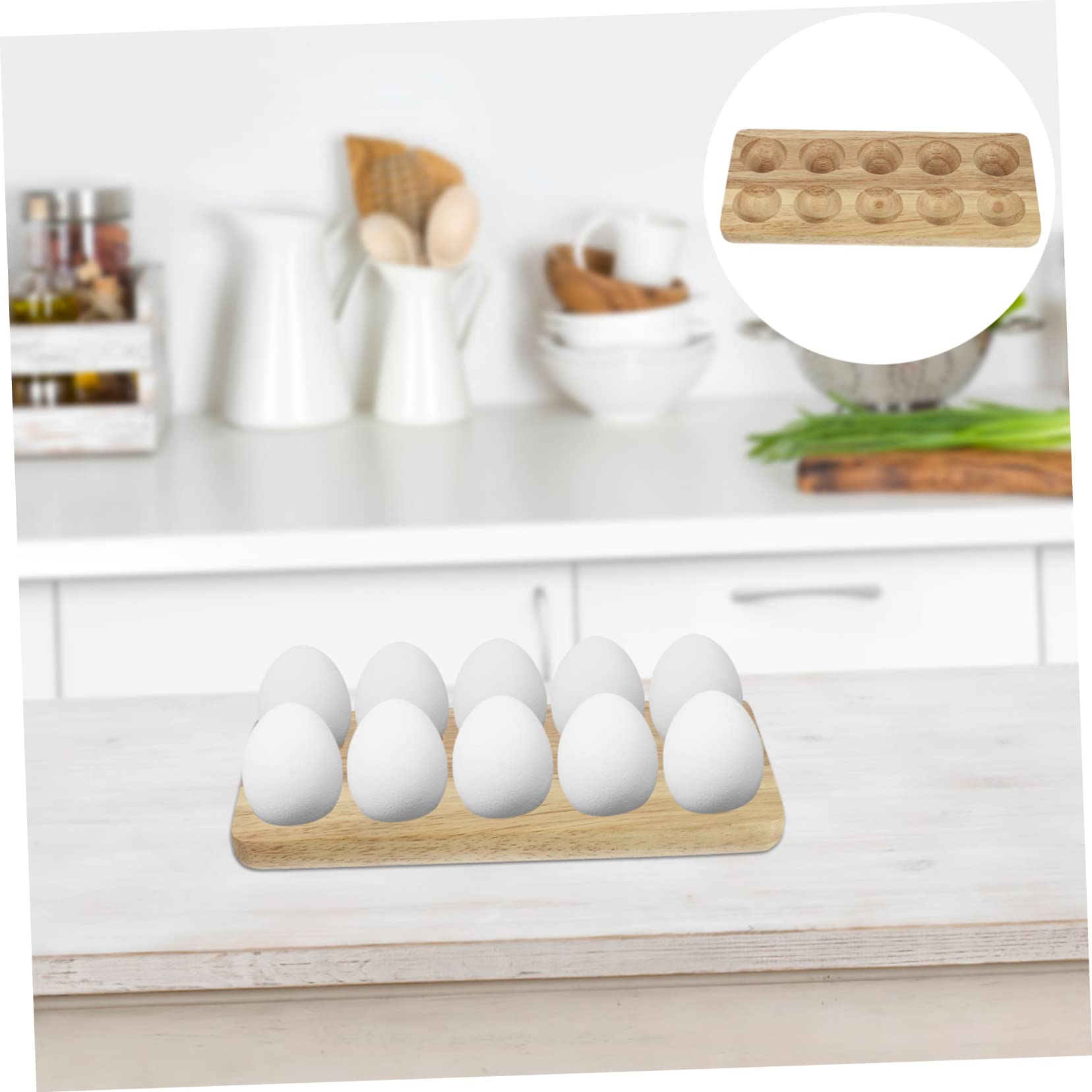 Gatuida Bandeja De Madera Para Huevos Cocinas Soporte De Cocina Para Guardar Huevos Recipiente De Madera