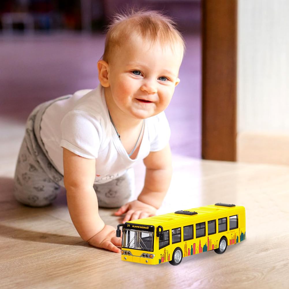 Autobús de Juguete, Coches de Juguetes para Niños Modelo de Autobús Tirar Hacia Vehículos Mini Autobúses de Juguete Vehículos Fricción Mini Auto de Juguetes Regalo Cumpleaños para Niños(Amarillo) — view 6
