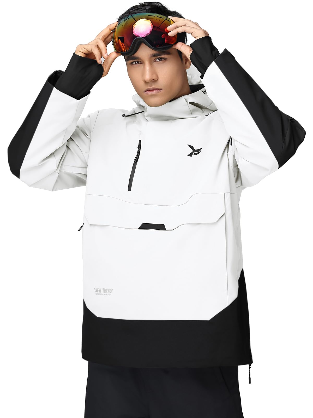 HOTIAN Giacca da sci da uomo calda impermeabile traspirante Sci Termici Giacca Multi-Tasche Adatto Per Sport Invernali E Attività Outdoor In Montagna Antivento con cappuccio rimovibile