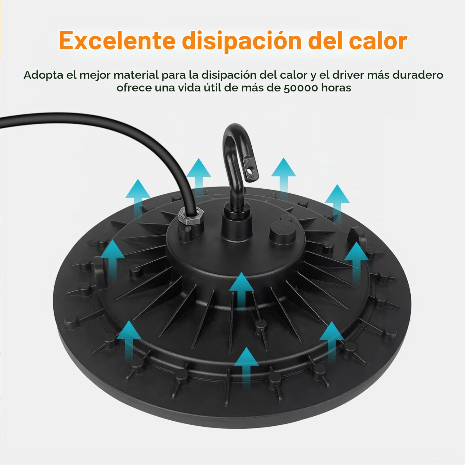 300W UFO LED Lámpara de Alta Bahía,Fosingut 30000LM Focos Led Interior Techo,6500K BlancaFría IP65 Impermeable Campana LED Industrial,High Bay lampara led techo para Fábrica,Garaje,Taller (1pcs)
