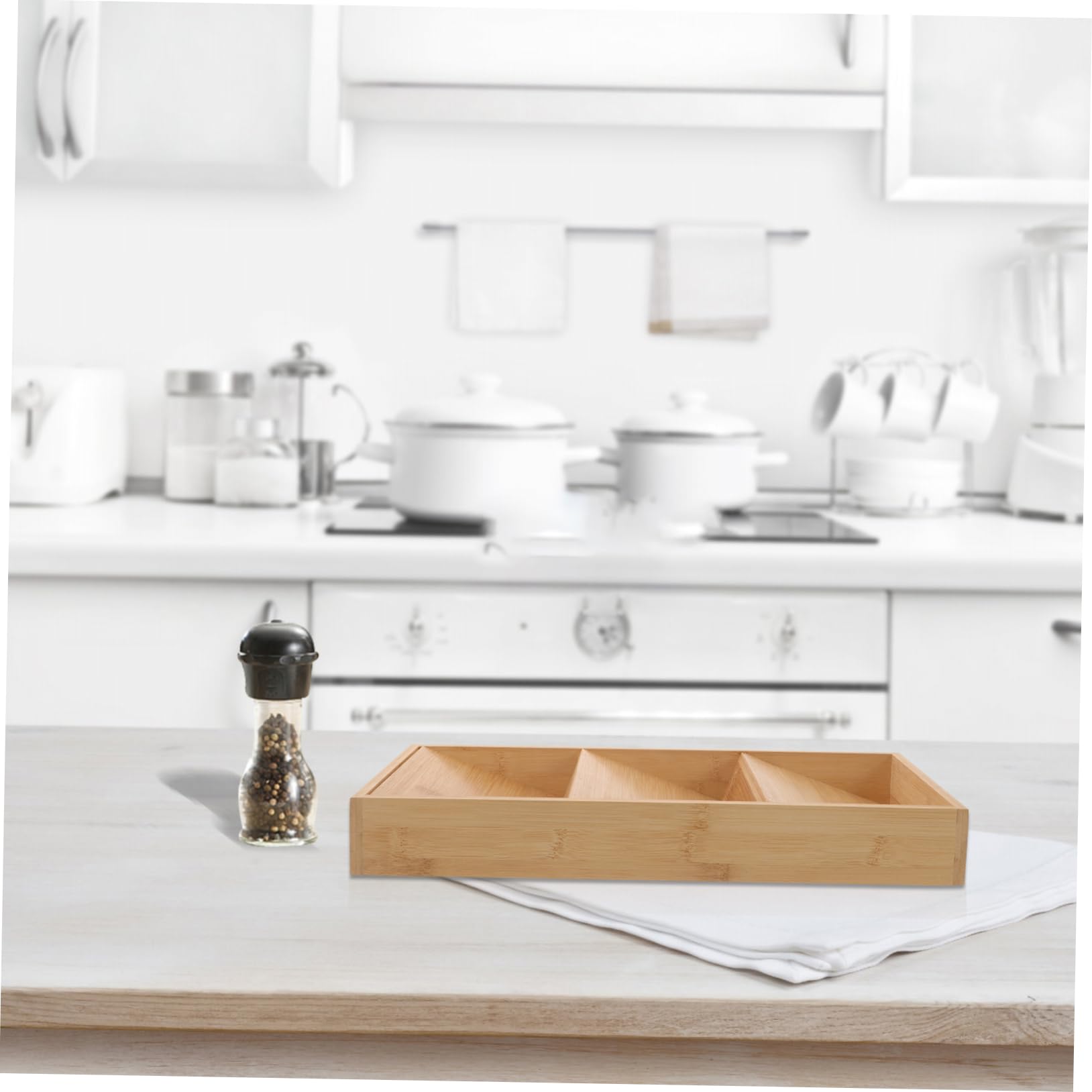 Gatuida Organisateur D'épices à 3 Niveaux Cuisine en Bambou Étagère Pratique et Antidérapante Rangement pour Tiroir ou Plan de Travail