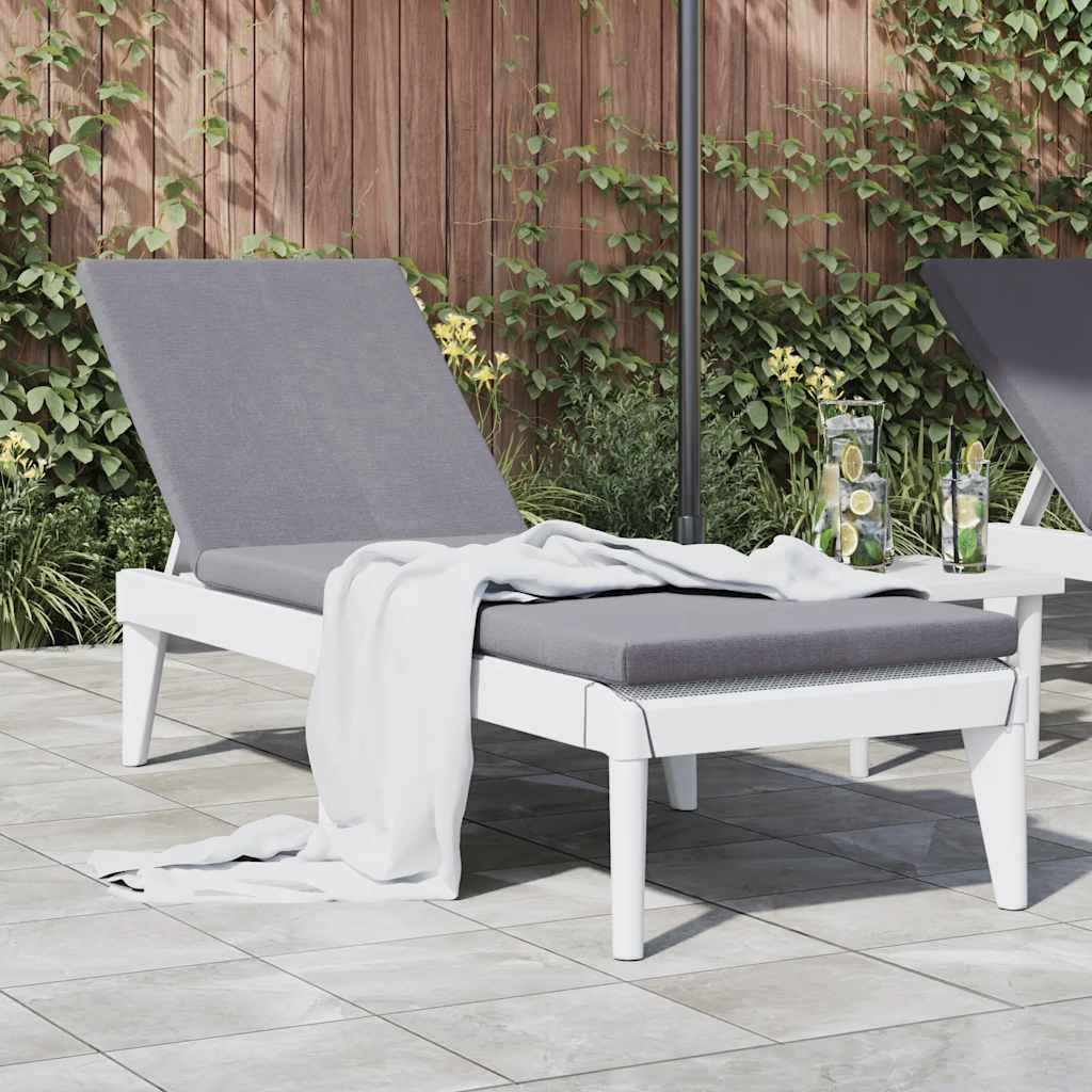 SYDE Leżanka PP biała 186 x 60 x 29 cm | Oparcie rozkładane w 4 pozycjach, wykończenie jutowe, lekkie, odporne na promieniowanie UV, bez poduszki