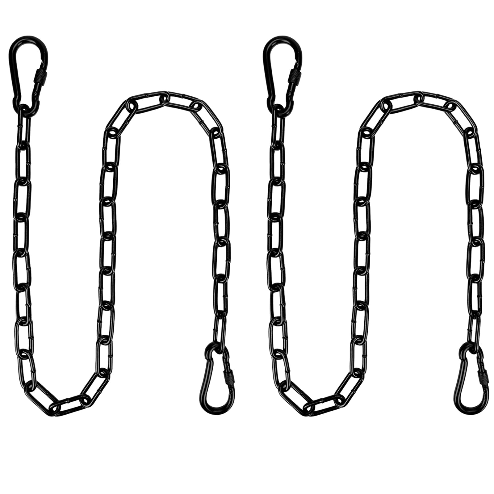 Lot de 2 chaînes de suspension robustes de 99,1 cm avec 4 mousquetons, capacité de 453,6 kg, chaîne de chaise suspendue pour hamac, balancelle, sac de frappe, sac de sable, intérieur et extérieur