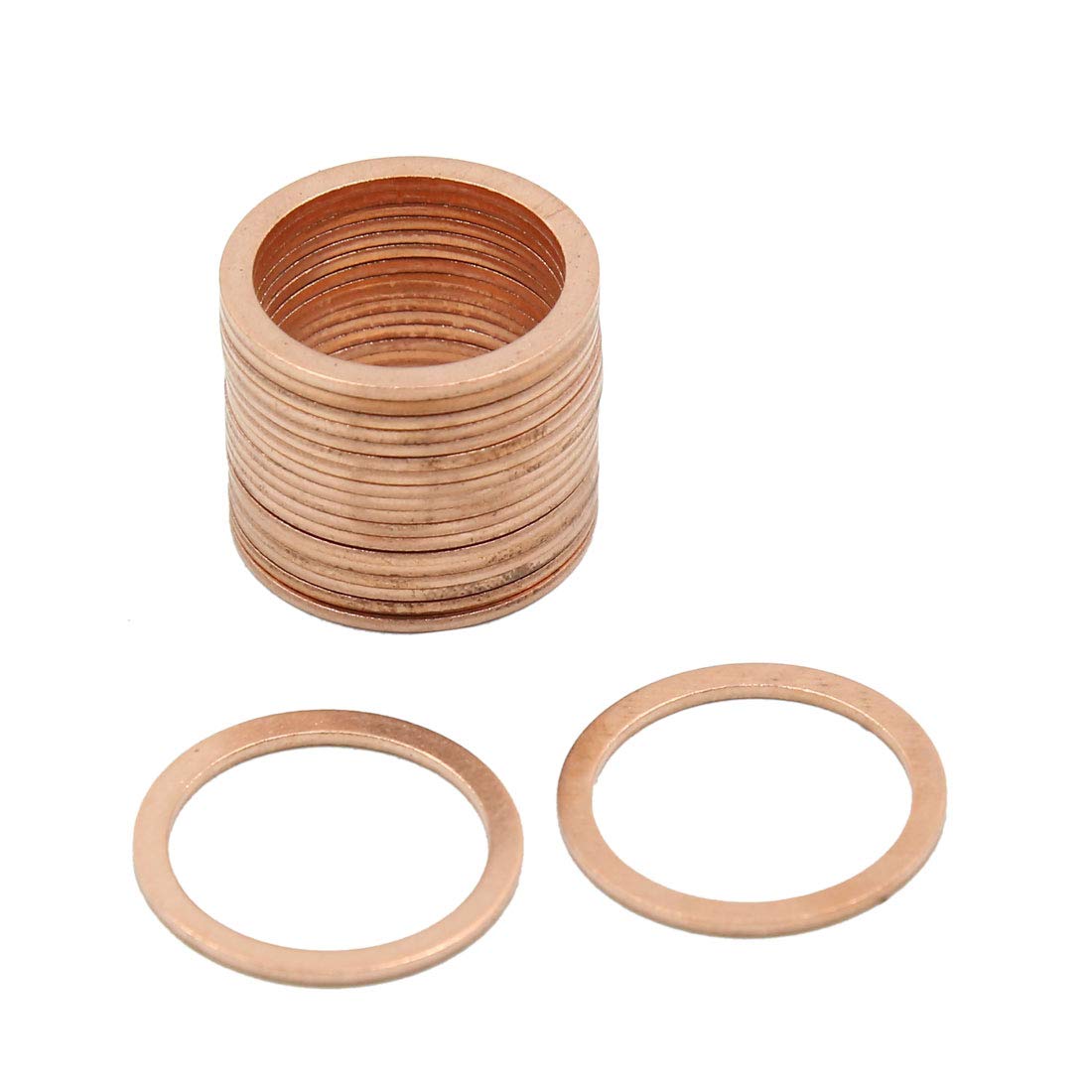 X AUTOHAUX 18mm Inner Dia Copper Engine Washers Plate Gaskets 20pcs