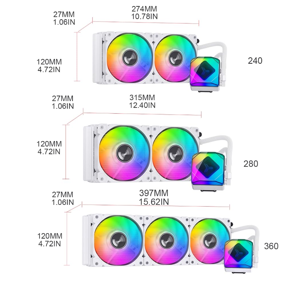 Radiatore 240/280/360mm delle ventole PWM del dispositivo di raffreddamento dell'acqua del CPU di ARGB 4 pin per LGA 1700/1200