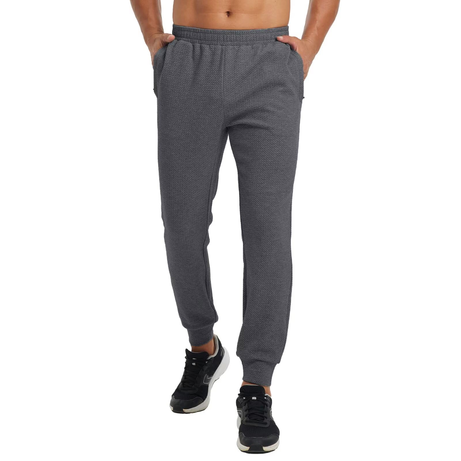 M MAELREG Mens Joggers with 4 Zipper Pockets Moisture Wicking Winter Heather Casual Athletic Joggers Sweatpants for Men