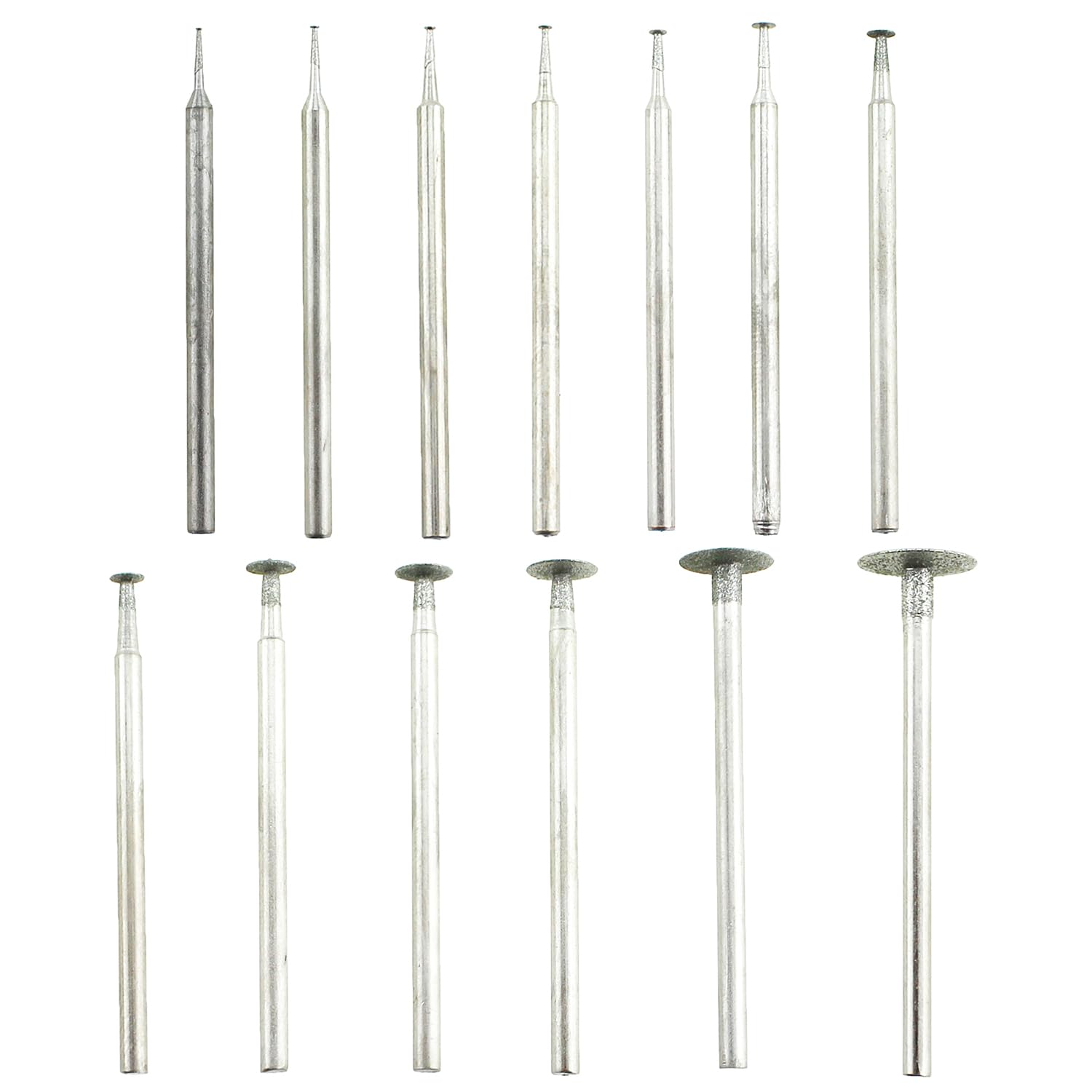 TAODAN 13PCS T Shaped Head Diamond Grinding Burr Drill Bit Set 0.5mm-10mm Grinding Bit 2.35mm Shank Carving Polishing Glass Jade Rotary Tool