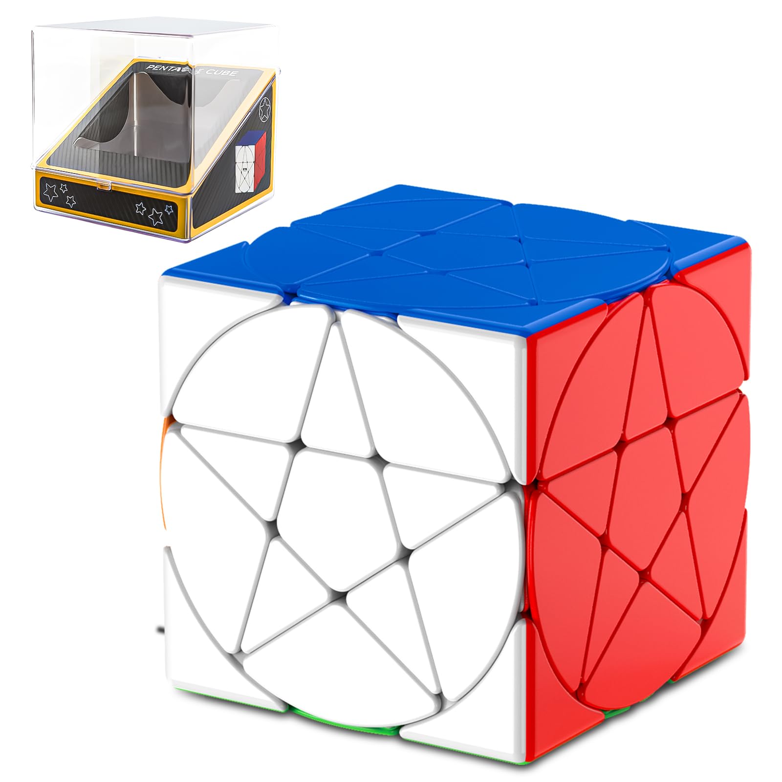 ROXENDA Irregular Star Cube Stickerless Speed Cube - Smooth Twist Puzzle Magic Cube for Kids & Adults, Educational STEM Toy, Cubing Classroom (Stickerless)