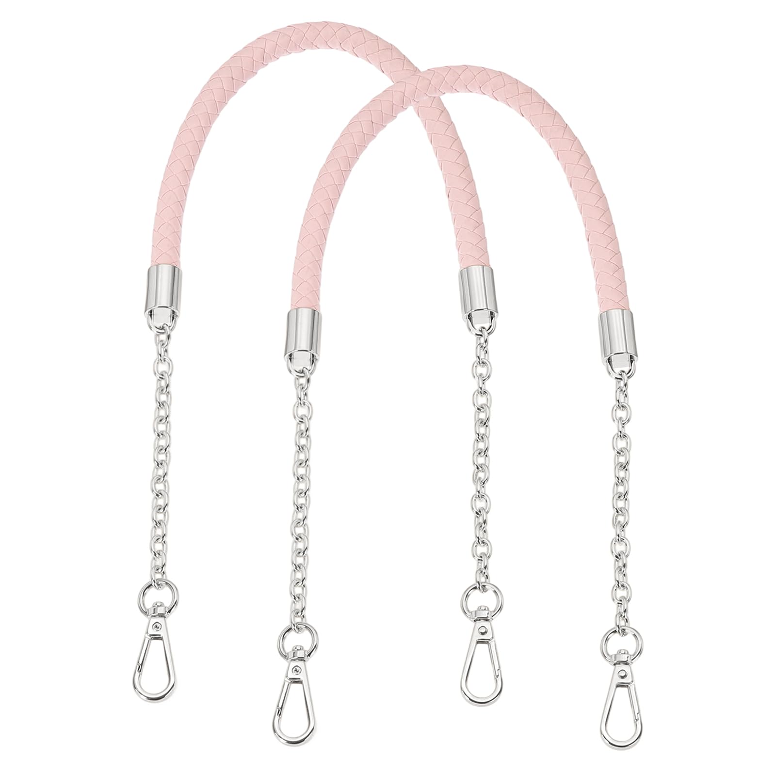 sourcing map 2Pcs PU Leather Chain Purse Strap, 24.4 Inch Braided Purse Handle Replacement for Handbags Underarm Bag Tote (Light Pink, Silver Buckle) — image 1