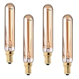 Lxcom Lighting E12 LED Bulb Dimmable Candelabra Light Bulbs Soft Warm 2200K T20 Tubular Shape Amber Glass 10W Incandescent Replacement Edison Bulb for Chandelier Pendant Lighting, 4 Pack