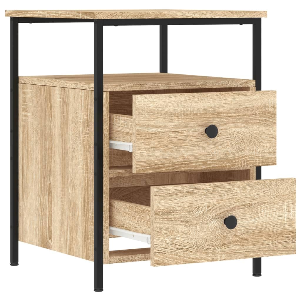 Industrie-Stil Nachttisch aus Holzwerkstoff mit Eisenrahmen, Stauraum Beistelltisch verstellbare Beine für Stabilität und Wohnraum Dekoration
