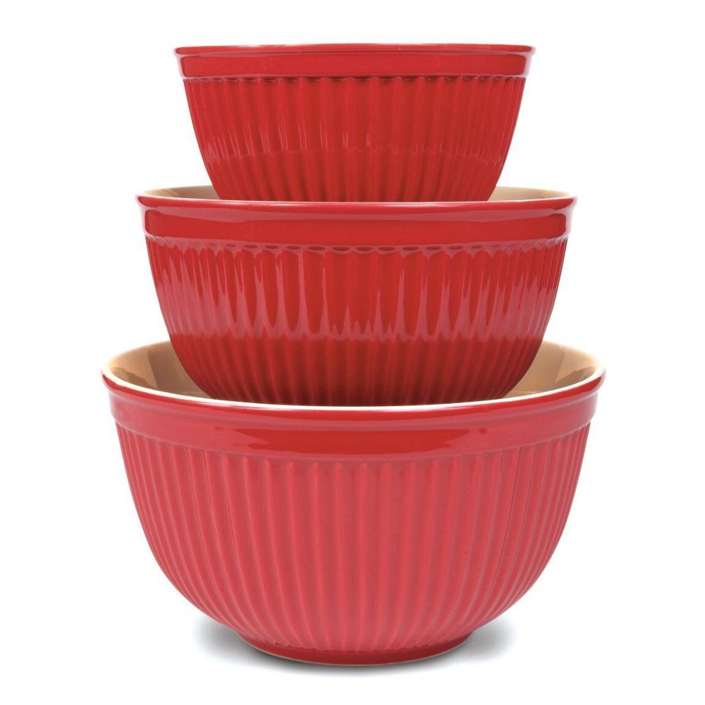 Simsbury Red Mixing Bowls, 3 PCS Set