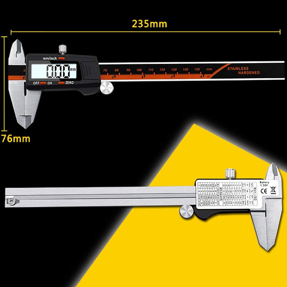 Calibradores Vernier Medidor Calibrador Digital Pantalla Digital Regla electrónica de Acero Inoxidable de Alta precisión Calibradores Digitales (Plata, 150 mm), Calibradores (Plata 150 mm)