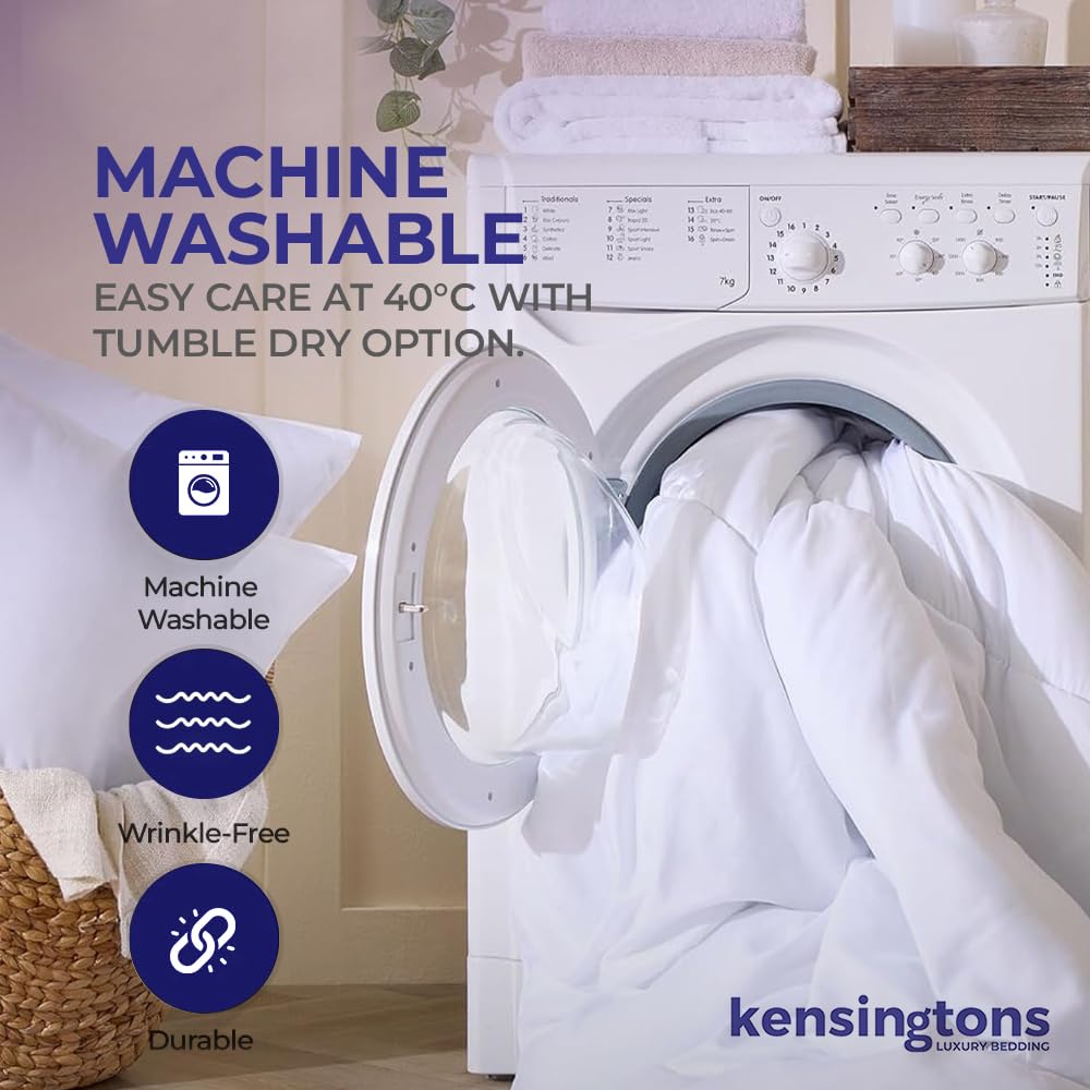 KENSINGTONS Luxury Bedding - Cubrecolchón de plumas y ganso canadiense de calidad de hotel, lujoso, suave, transpirable y de apoyo, tamaño individual para un mejor sueño