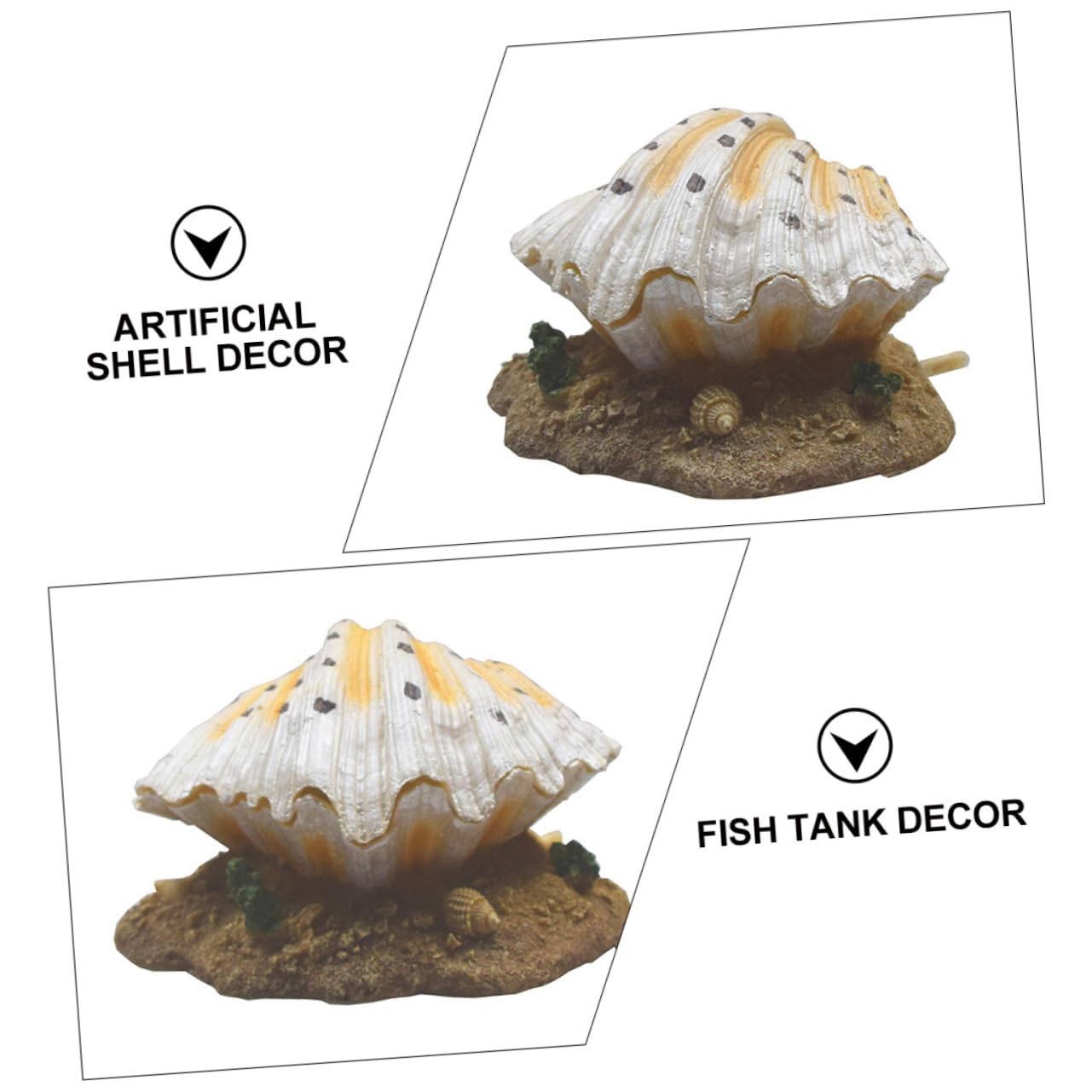 HOMSFOU 2 Stck. Aquarium Landschaftsgestaltung Dekoration aufzuchtfutter Fische Blow puster kalanchoe Fische züchten Muschel künstliche Schale Aquarium -Versteck Bubble-Maker-Ornament Harz