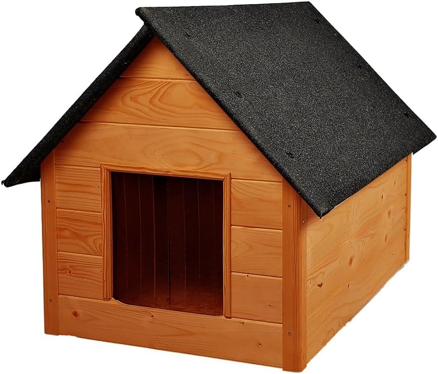 WOODOK – Hundehütte für Hunde bis 20 kg – Hundehaus aus Holz – Isoliert & Wetterfest – Ideal für Winter & Regen – Innenmaße 82x58x47 cm 82x58x47 cm