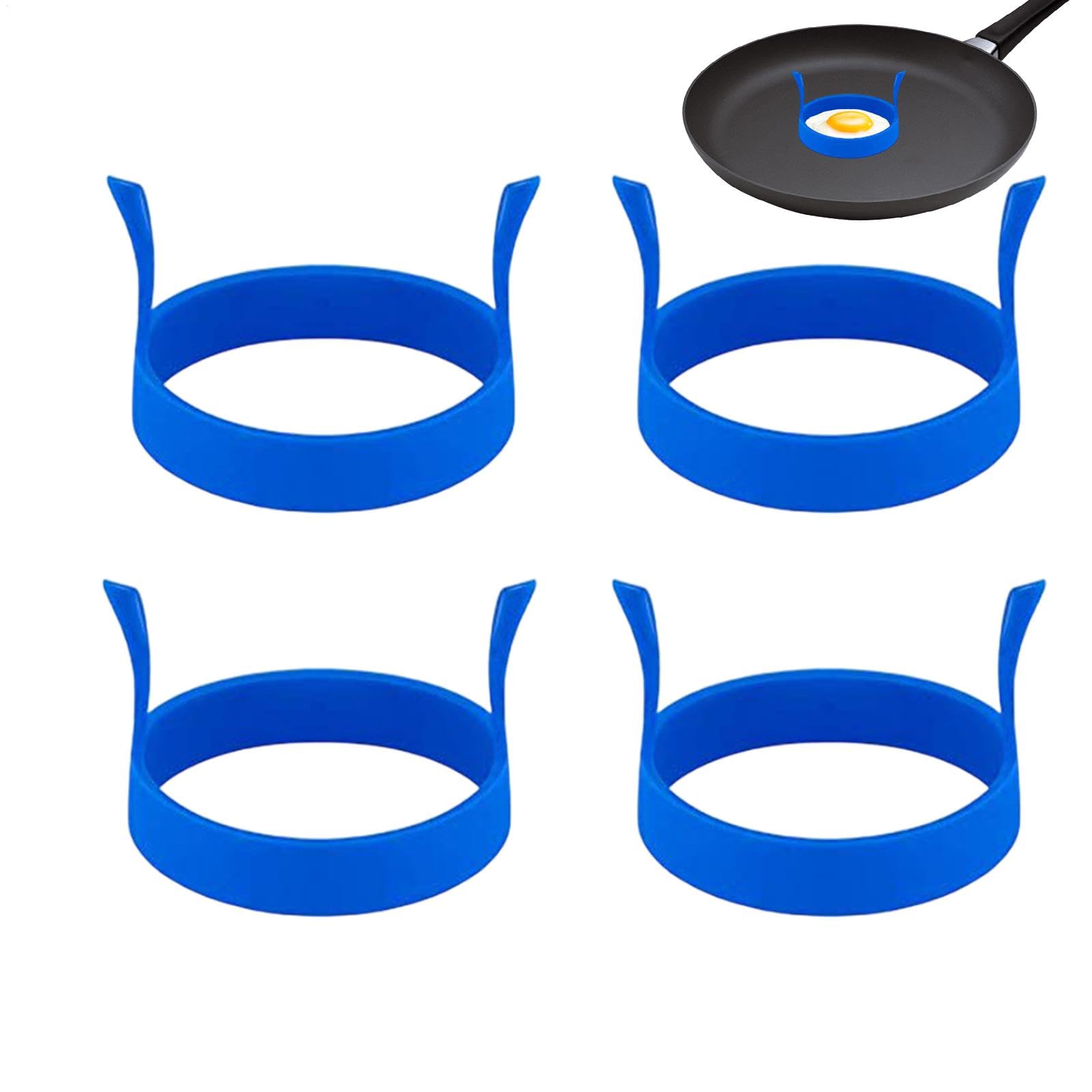 Egg Cooker Ring - 4Pcs Round Egg Maker Ring | | Molds for Griddle | Kitchen Cooking Tool, Silicone Shaper for Frying Eggs Omelet Breakfast Sandwich