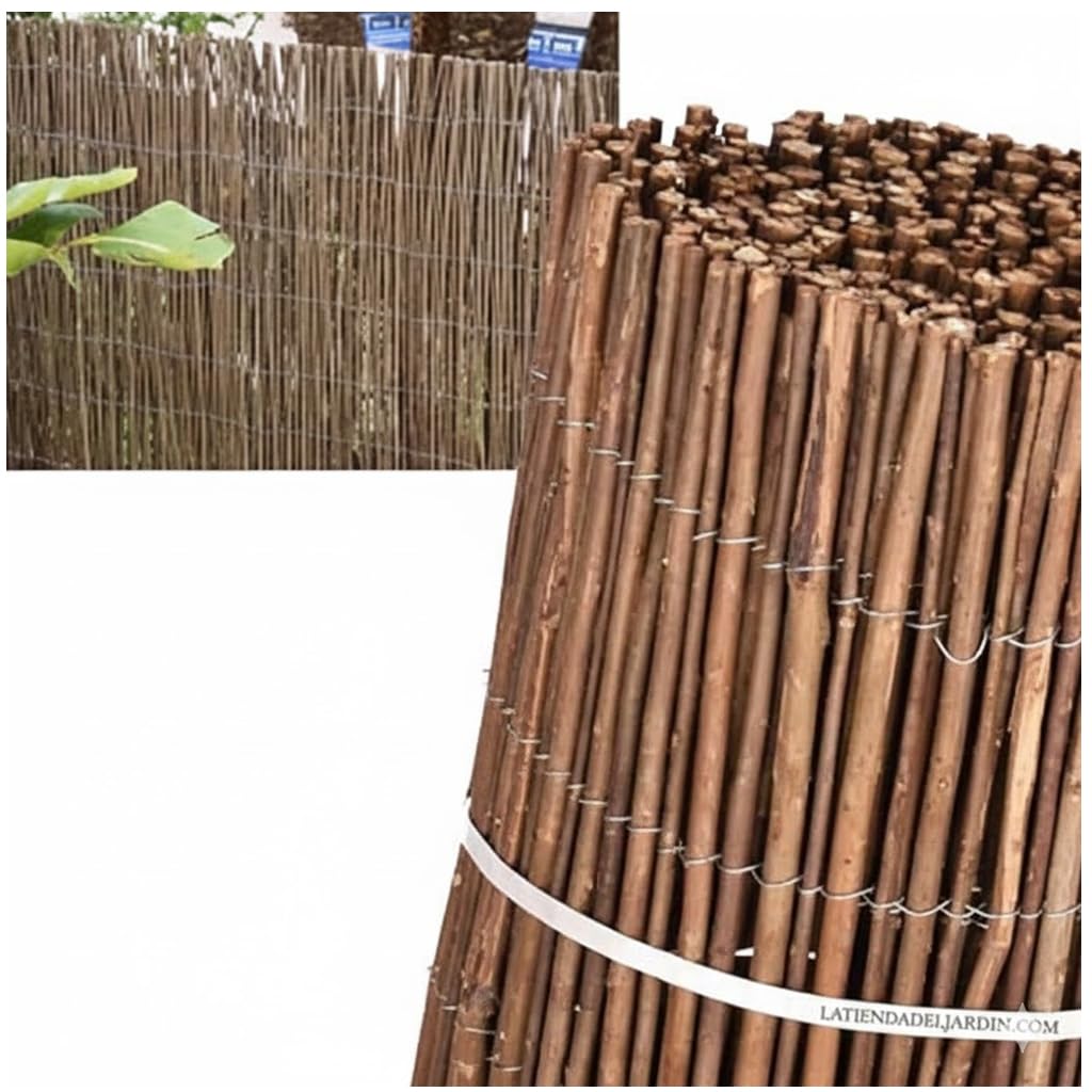 Suinga Valla de Mimbre Gruesa 1,50 x 5 metros | Cañizo Jardin natural | Cerramiento de Mimbre 85% Ocultación | Valla Decorativa de Mimbre natural