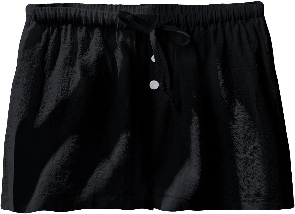 Women's Drawstring High Waisted Button Front Mini Shorts Loose Wide Leg Track Shorts Casual Lounge - Image 5