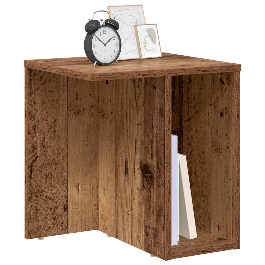 Mesa auxiliar con aspecto de madera antigua, 37 x 32 x 40 cm, moderna mesa de centro de madera con espacio de almacenamiento, mesita de noche pequeña para salón y dormitorio, mesa estable