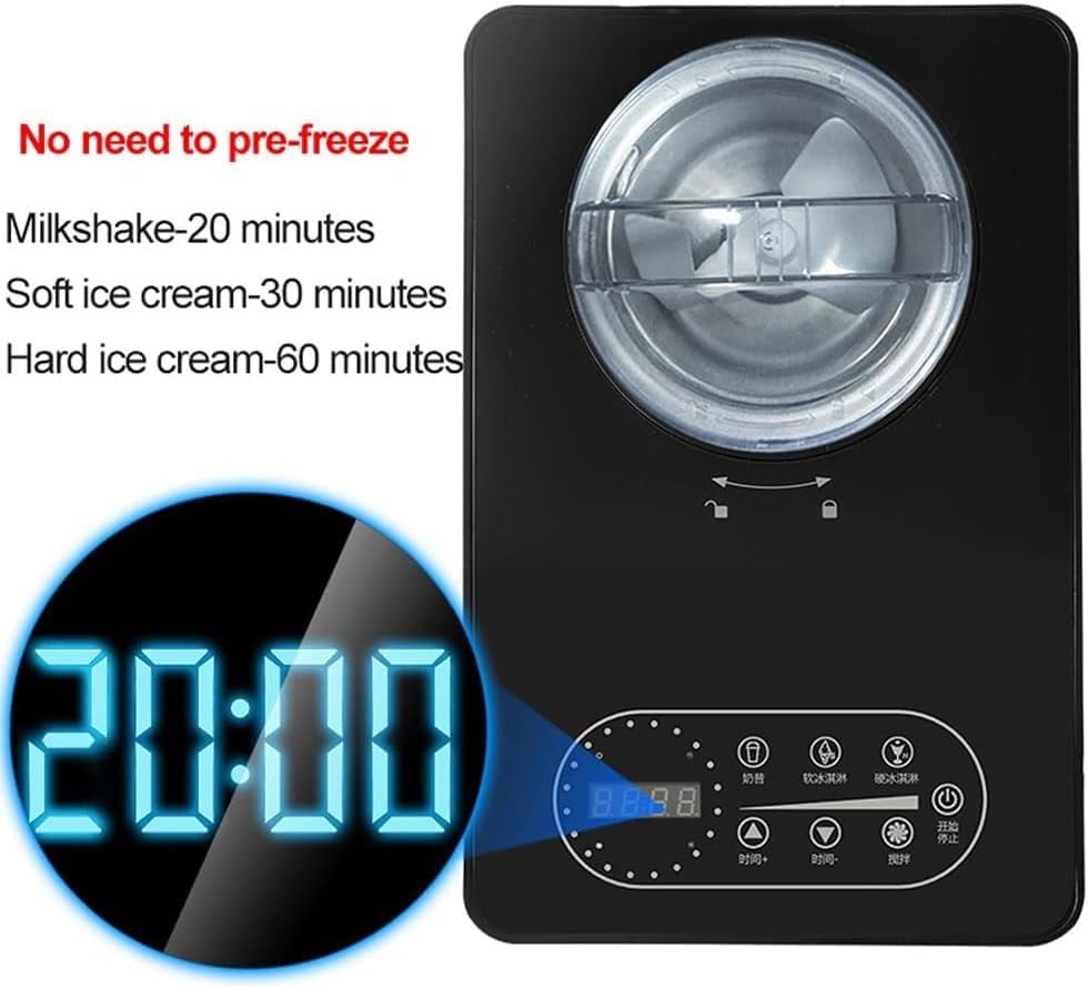 SUCRFXJ Softeismaschine aus Edelstahl, 1,5-l-Sorbet-Frozen-Joghurt-Maker mit LCD-Display, kommerzieller Softeis- und Dessertmaker mit 3 Modi, leicht zu reinigen, for Zuhause, Küche, Bars – Bild 5