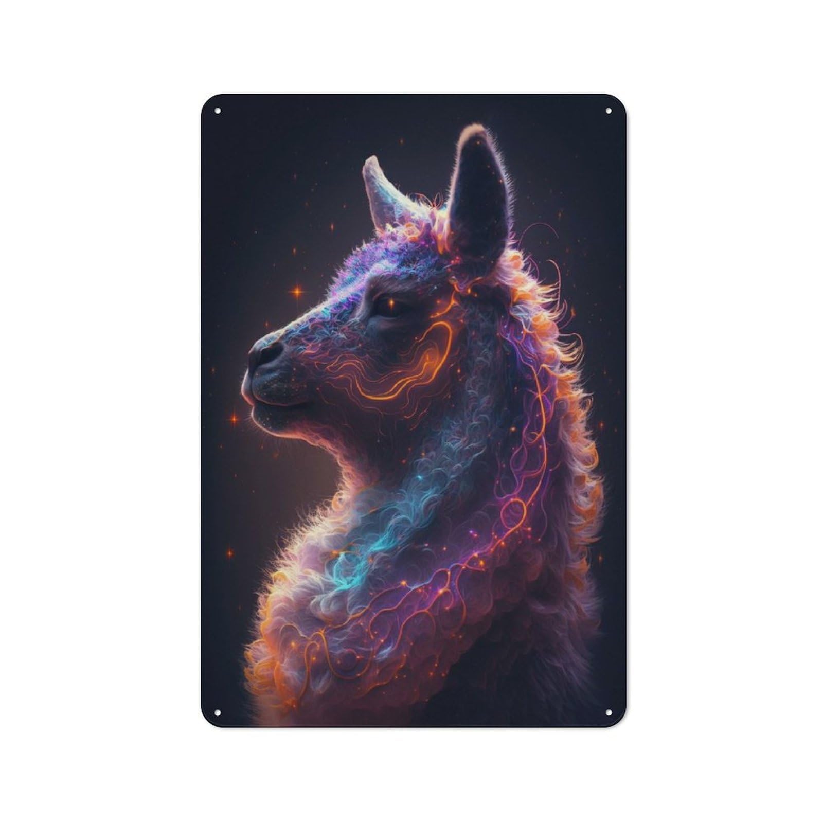 Junmoney Style-24 Galaxy Alpaca Llama Meme Tin Wall Sign 30X20cm, Loft Style Industrial Wall Decor For Loft, Studio, Office Or Creative Room