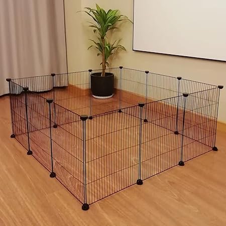 Amazon ペットフェンス ペットサークル ケージ 12枚セット 45 35cm 小型犬 小動物 犬 うさぎ ペット 室内用 透明 サークル 犬 室内 メッシュパネル ワイヤーサークル サークルフェンス ペットケージ 大きいサイズ レイアウト自由 ペットフェンスセット ペット柵 脱出