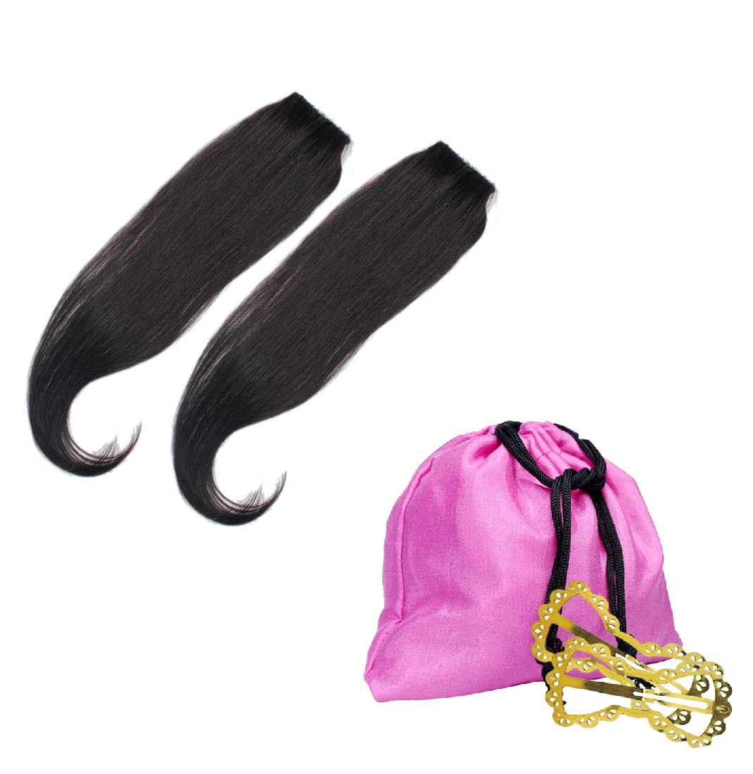 Majik Human Hair Mini Volumizer Extension for Instant Bounce and Coverage To Your Frontal Hair (14 to 16 Inch, Medium Brown)