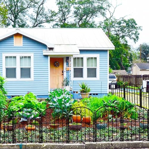 Image of Decorative Garden Fence 17in x10ft, 10 Pack Rustproof Metal No Dig Fence Animal Barrier for Dog, Arched Flower Bed Edging Ornamental Wire Border Panel Fencing for Yard Patio Outdoor Decor