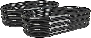 Harbour Housewares Raised Garden Bed - Anthracite - 120 x 60cm - Rounded - Pack of 2 - Bottomless Galvanised Steel Planter Box for Growing Outdoor Plants, Vegetables, Flowers and Herbs