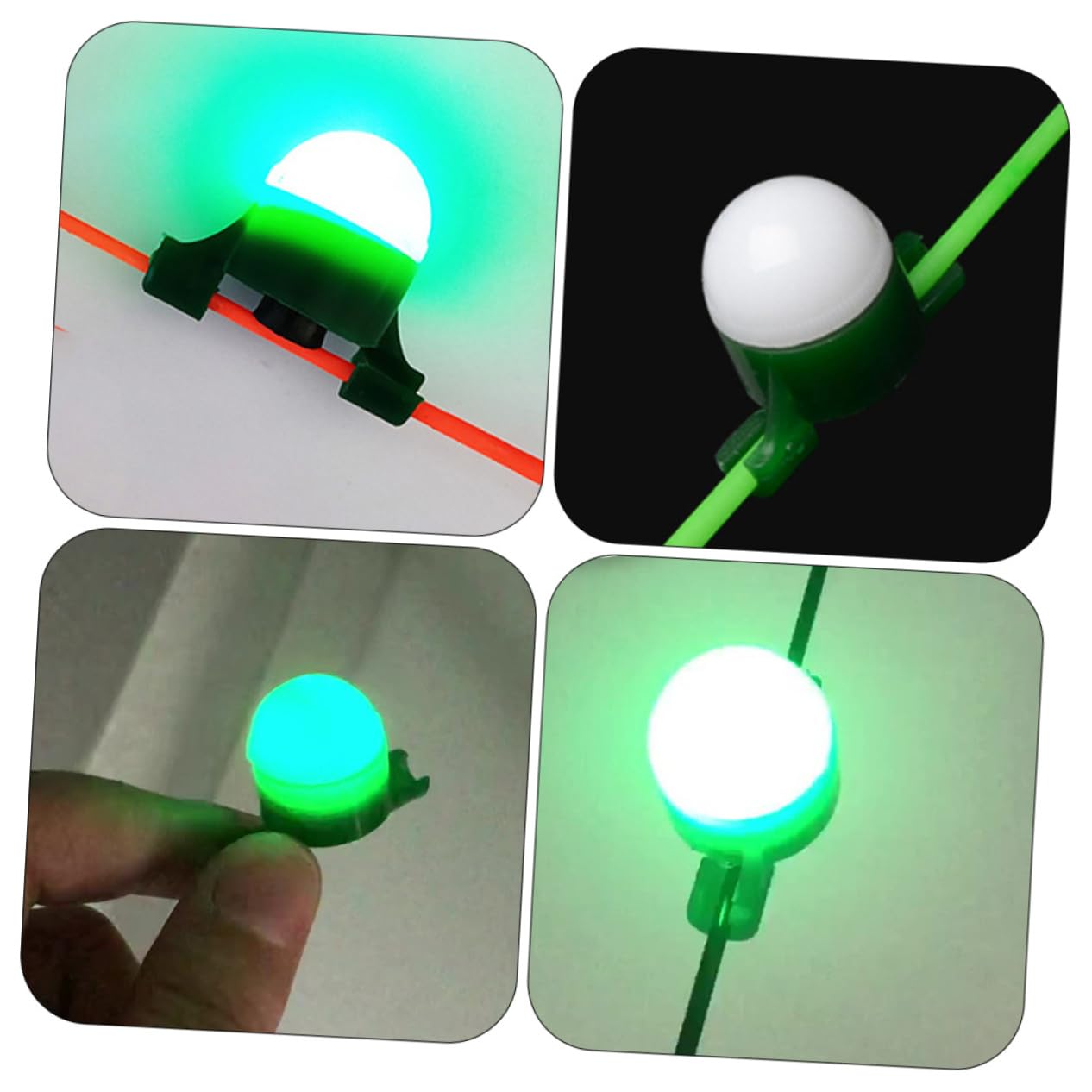 Abaodam Lumière D'alarme De Canne De Mer Lumière De Canne à Pêche Portable Feux De Pêche Éclairage De Pêche Lampe Pêche De Nuit Bâtons De Pêche Lumières Plastique Vert