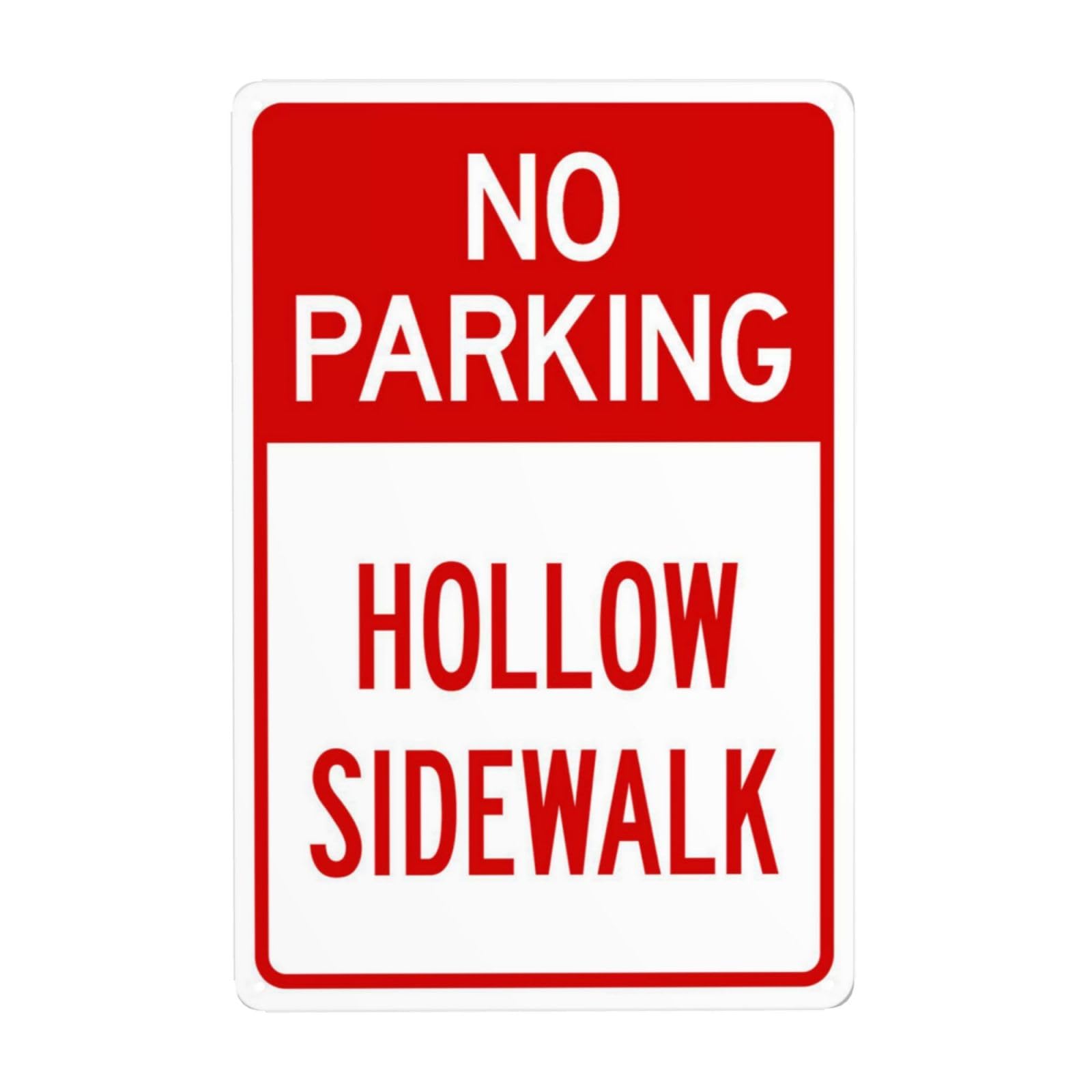 SMAZDFXX No Parking Hollow Sidewalk Metal Warning Signs, Cautions Security Tin Sign, Safety Posted Signs for Street Business Wall Decor 8"x12"