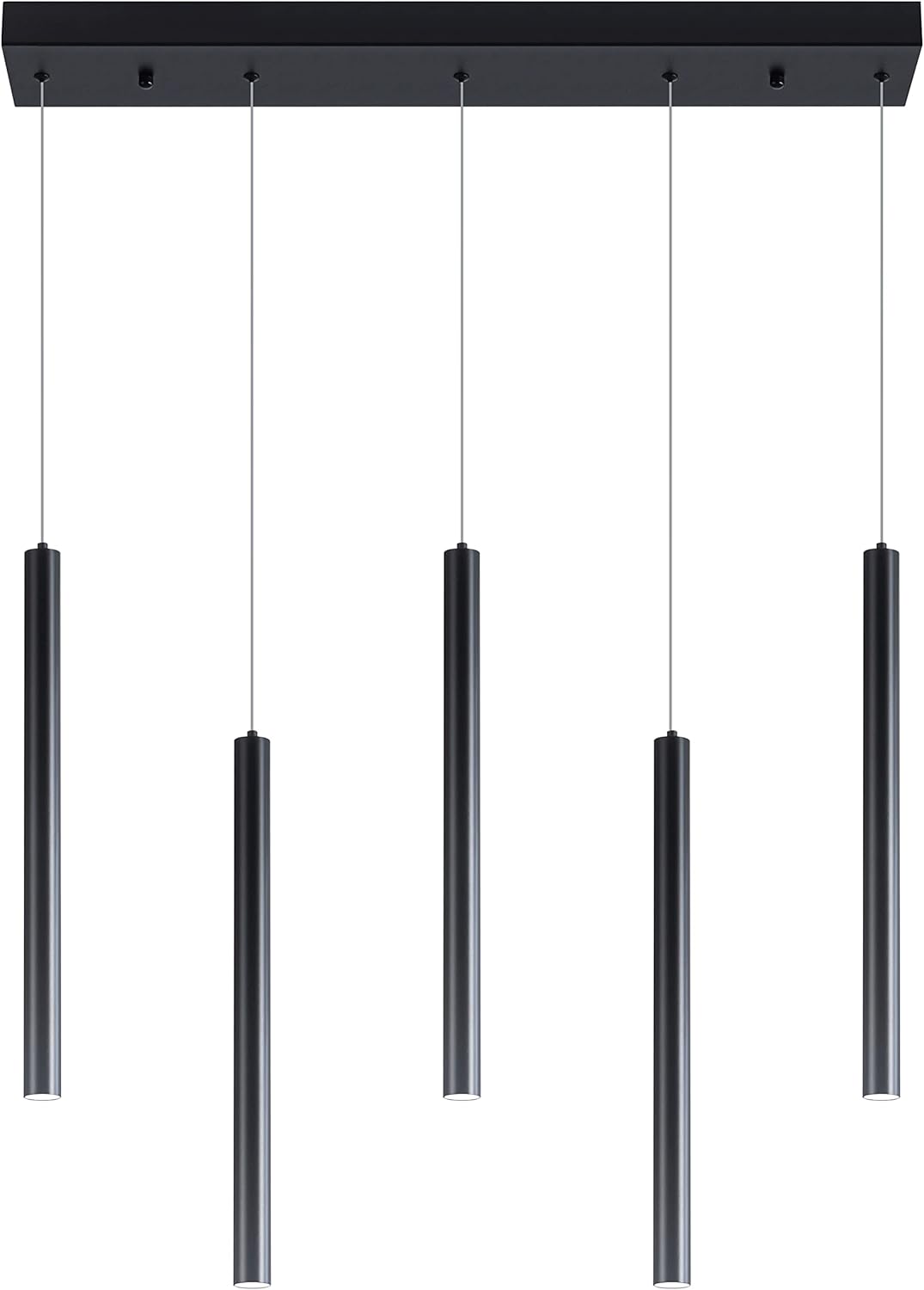 Pendant Light, 5-Light Cluster, Modern, Ceiling, Kitchen Island, Black, Dimmable LED, 1500 Lumen, 6000K