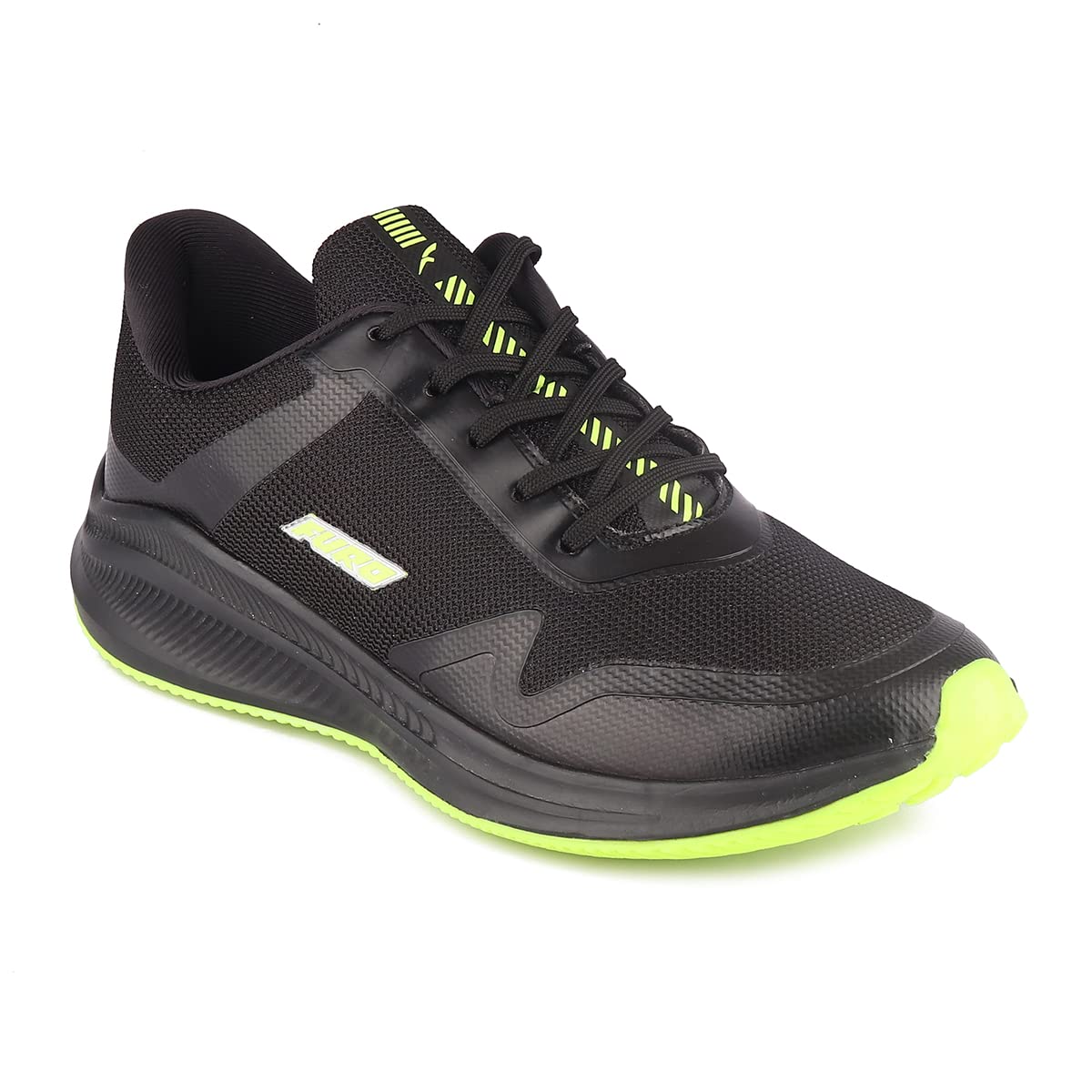 FURO Black Lace Up Running Sports Shoes for Men O-5028 (B09WMVV67P) Amazon Price History, Amazon Price Tracker