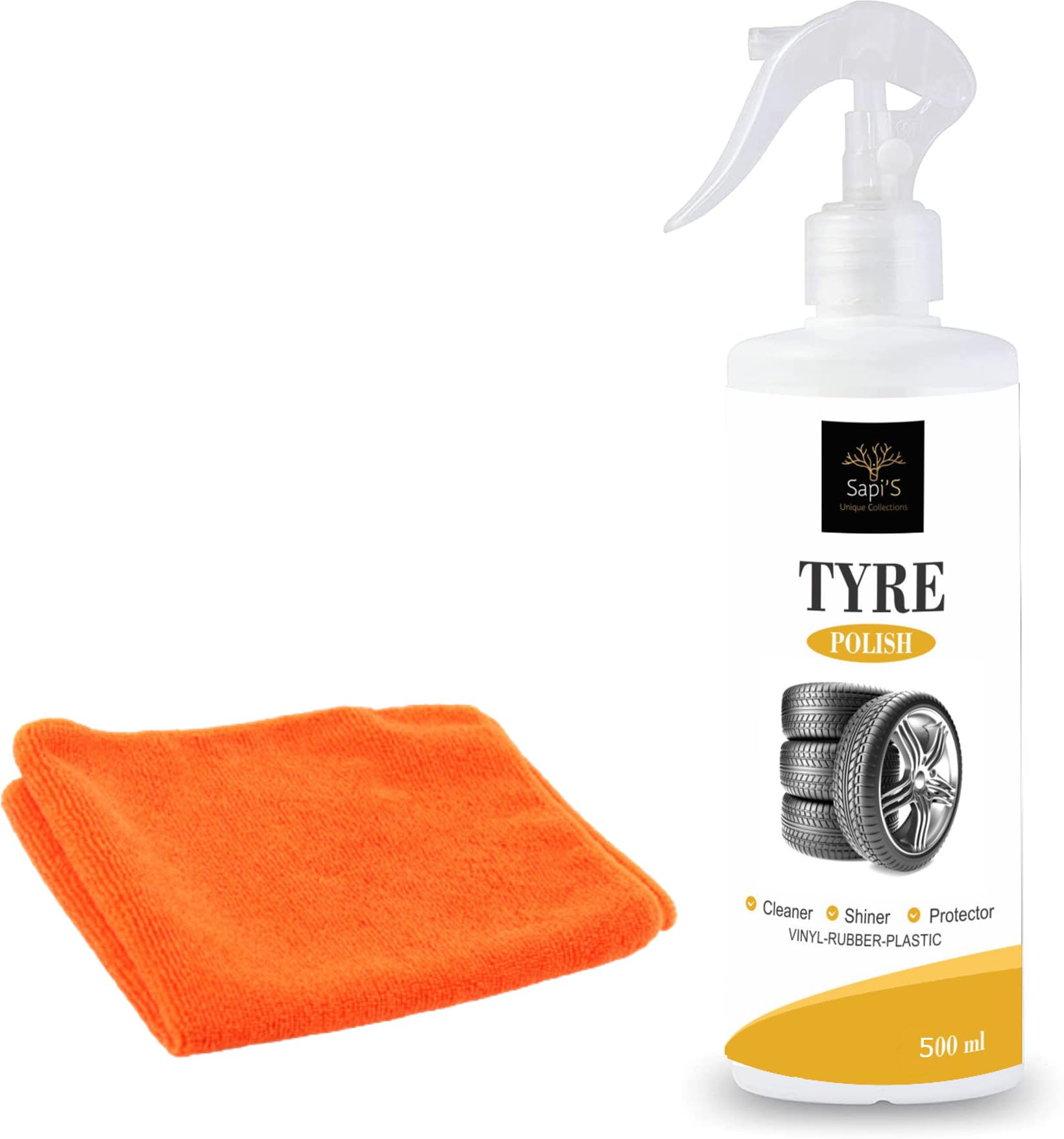 SAPI'S 500ml Tyre Cleaner with Microfiber Cloth - Wheel & Tire Cleaning Spray (Pack of 1)-image-11