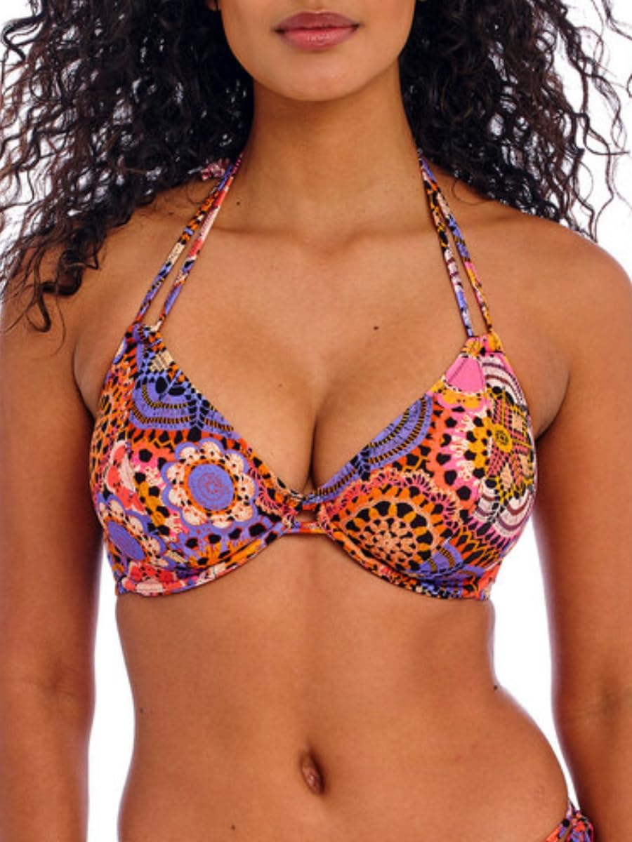 Freya Women's Santiago Nights Underwire Halter Bikini Top, Multi, 32DD