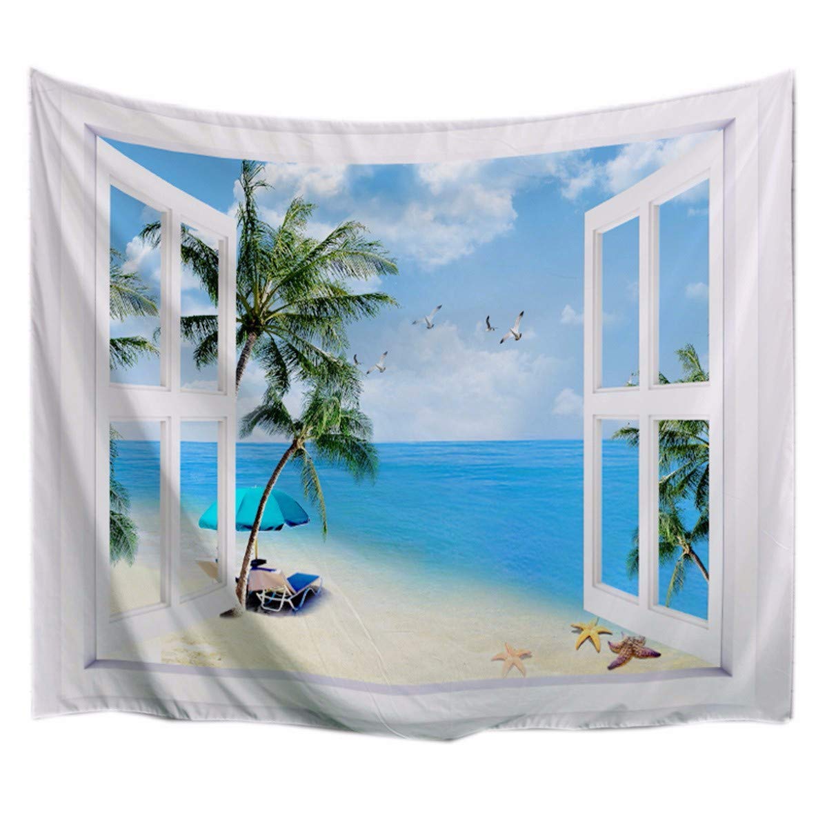 A.Monamour Tropical Dark Green Banana Palm Tree Leaf Plants Themed Print Fabric Tapestry Wall Hangings Blanket Bohemian Bedspread Cover Hippie Beach Towels Bedroom Living Room Dorm 153X102Cm/60"X40" — view 7